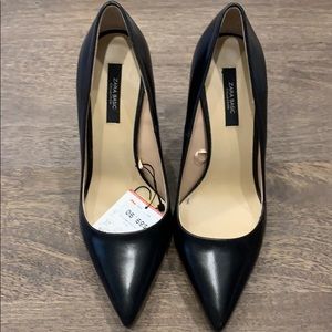 Zara black leather heels